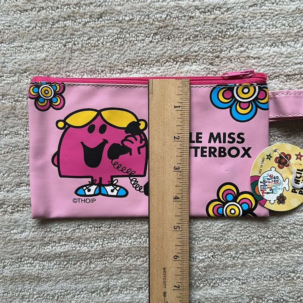Vintage LITTLE MISS CHATTERBOX Pink Zipper Vinyl Pencil Pouch